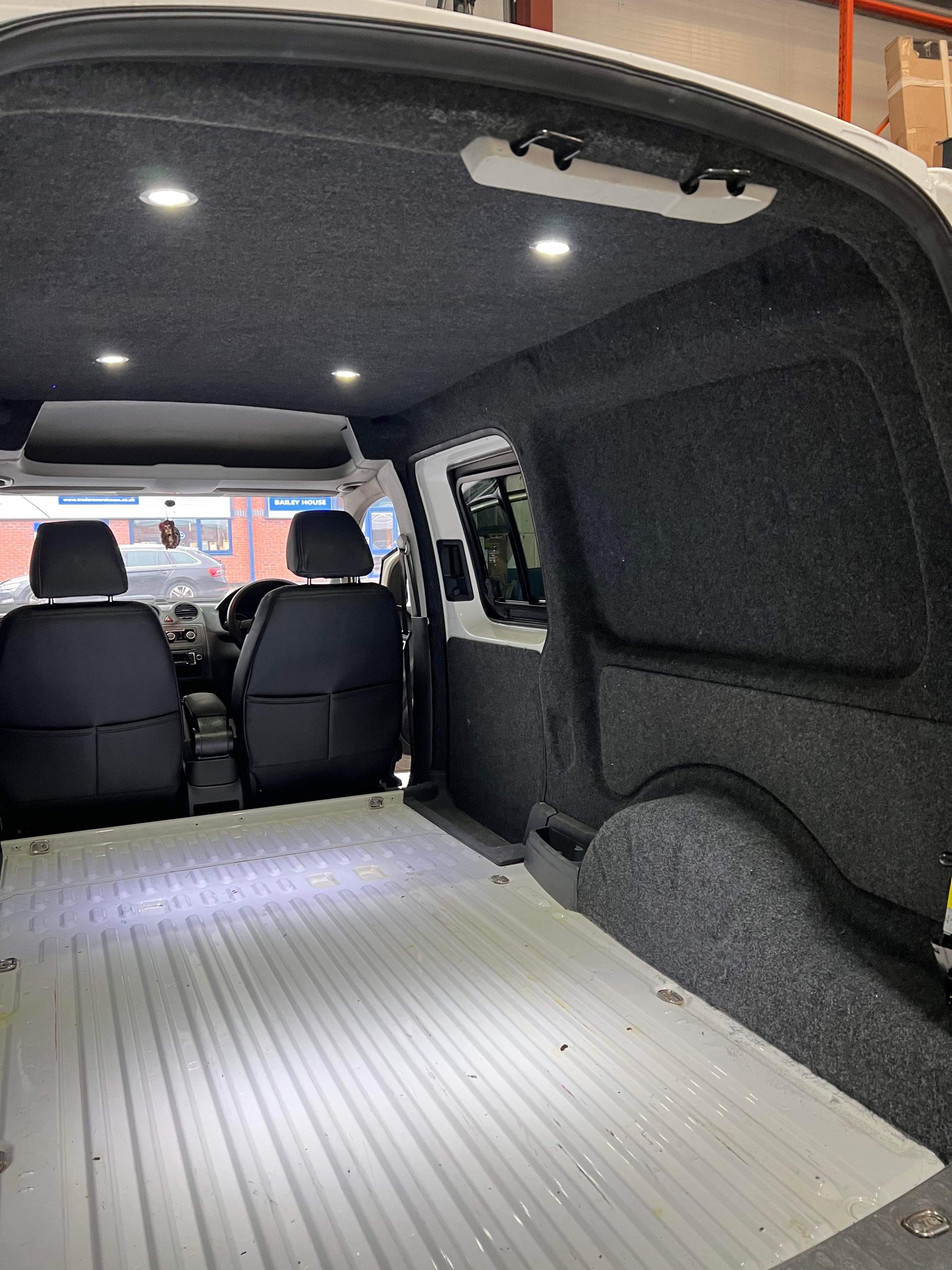VW Caddy, Windows, insulation, carpet, lights, floor and Altro flooring, fit (1)